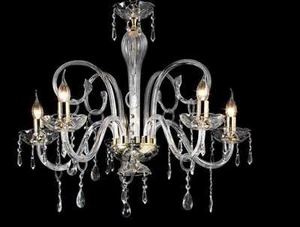 Lampadario a sospensione in cristallo a sospensione moderno design oro - Picture 1 of 1