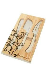 Stanley Rogers Pistol Grip Artisan Cheese Knives Set Of 3 Wooden Board Box New - Picture 1 of 3