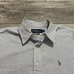 🔥Ralph Lauren klassische Passform blau weiß gestreiftes Hemd 16,5 34/35 gebraucht, in einwandfreiem Zustand - Bild 1 von 7