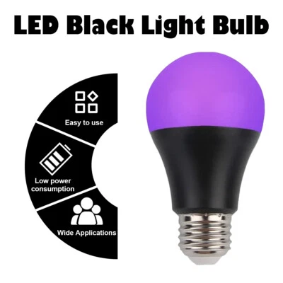 A19 Black Light Led Bulb 9W Bulbs Fluorescent UV 360 E27 In Lamps AC110V/220V - Image 1 of 4