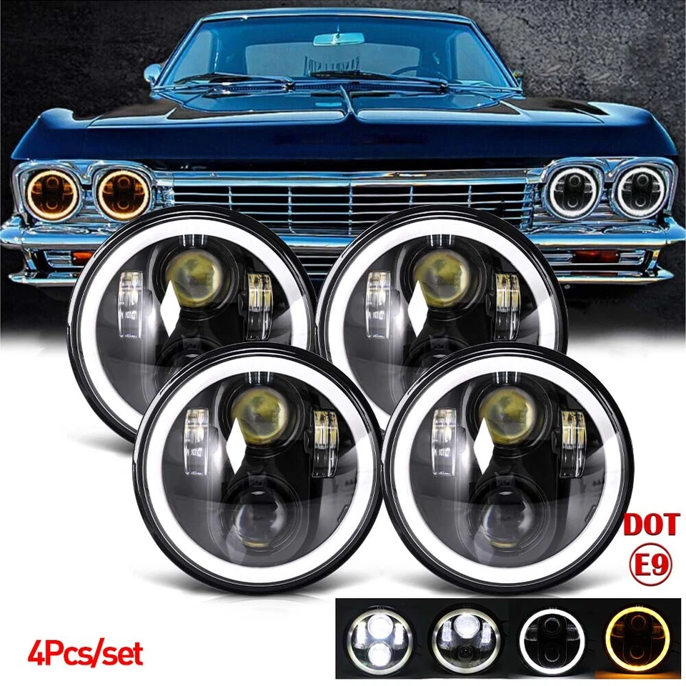 Faros LED Halo DRL 5 3/4 5,75" para Chevy El Camino Impala Bel Air Caprice  Foto 1 de 4