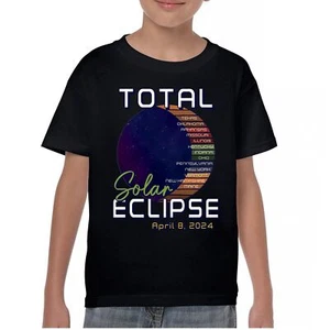 Total Solar Eclipse Path Youth T-shirt April 8 2024 Watch Party Sun Moon Kids - Picture 1 of 50