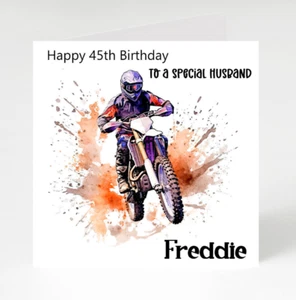Tarjeta de cumpleaños de moto personalizada para papá, amigo, abuelo, sobrino - Imagen 1 de 3