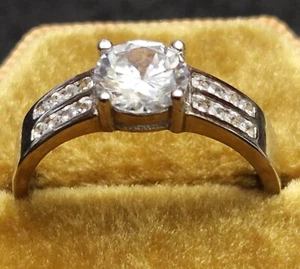 Engagement Round Cut Center White Topaz Size 9 STS 925 Accent Topaz Stones 16 - Picture 1 of 5