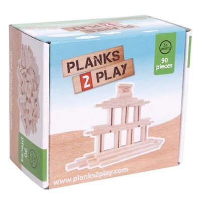 PLANKS 2 PLAY - 90 PIECES - NATURAL WOOD - SAME SIZE BLOCKS, BEAMS - NEW SEALED - Image 1 of 4