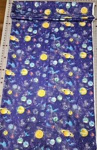 2 1/2+ Yards Marcus Brothers Textiles Cotton Fabric ~ Space ~ 58" Wide -Rare HTF - Picture 1 of 8