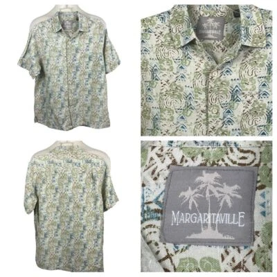 Mens Margaritaville Tribal/Island Design Silk & Linen Short Sleeve Medium 0269 - Image 1 of 4