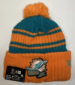 NWT- Miami Dolphins New Era “Removable” Pom NFL Logo Beanie Hat-OSFM - Picture 1 of 3