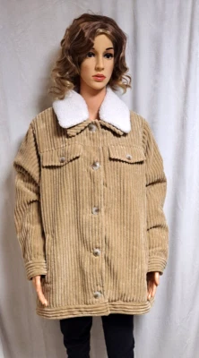 Koolaburra by UGG Tan Corduroy Womens Coat with Removable Sherpa Collar Size 1X - Image 1 of 4