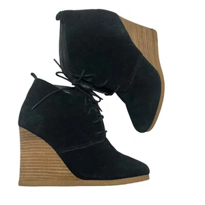 Steve Madden Danni Black Suede Wedge Ankle Booties Women’s Size 10M - Picture 1 of 18