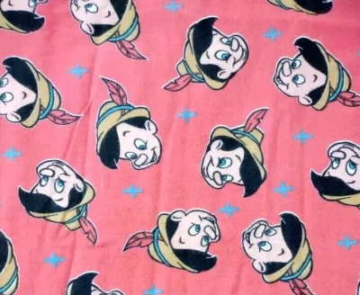 Disney pinocchio fun fabric print flannel piece 11 x 10 inch - Image 1 of 2