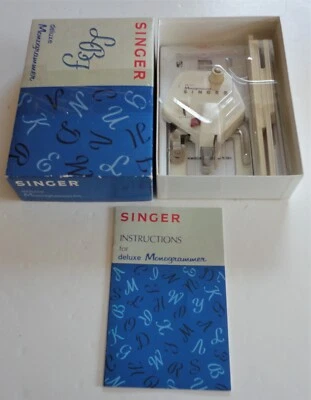 Vtg 1960's  Singer 171276 Deluxe Monogrammer 4 Cams 4 Guides Manual Original Box - Image 1 of 4