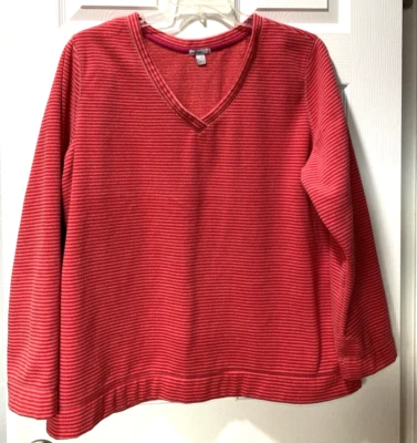 Top Pullover Polar Azul Marino Antiguo Rosa Rojo Rayas Suave Cálido Cuello en V Talla XXL Foto 1 de 4
