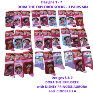 3x Girls Socks Dora Disney Princess Aurora Cinderella 1-2yrs Small gift under £5 - Picture 1 of 21