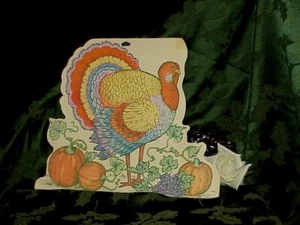 Vintage Thanksgiving Decorations Paper Cardboard Turkey Wall window decoration - Picture 1 of 5