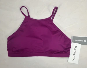 NWT $59 Athleta Size M Velvet Plum Macrame High Neck Bikini Swim Top #210807 - Picture 1 of 3