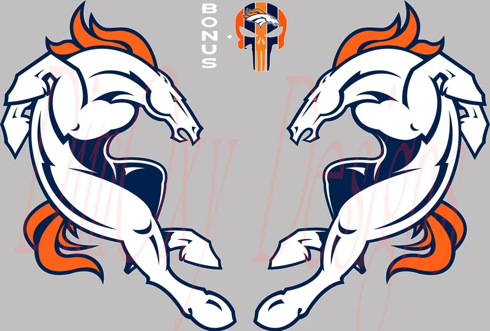 一对备用丹佛野马标志面对彼此耐用贴纸/贴花 — 第 1/1 张图片