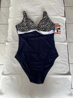 Badeanzug Größe 42 Cup A/B/C In Blau Schwarz Weiß NEU - Bild 1 von 4