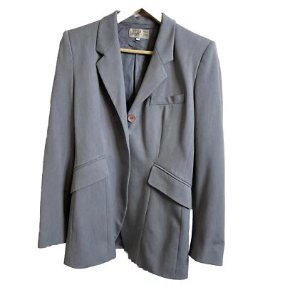 VERTIGO PARIS BLAZER- Gray Long JACKET Sz M Button Front Pockets Career Tapered - Image 1 of 4