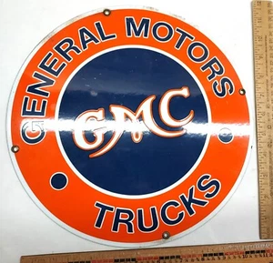 General Motors Truck round Porcelain Enamel Steel Dealer Sign Advertising 12" - Picture 1 of 6