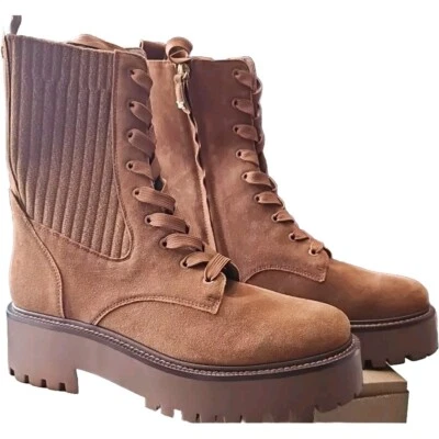 Botas de combate Sam Edelman Lydell camurça gergelim Wms 8,5 lugares cor sola ferrugem novas sem etiquetas - Imagem 1 de 4