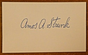 Amos Strunk MLB Baseball Autographed Signed Index Card