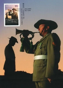Postal de Bugler Plays The Last Post 2008 Maxicard sello de la DI cancelar Soldiers Hill - Imagen 1 de 2
