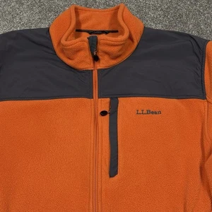 LL Bean Jacket Men 2XL Orange Fleece Zip Up Coat Hiking Outdoor Warm Pockets - Picture 1 of 13