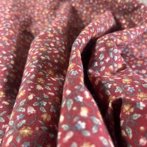 VTG Bundle - Peter Pan Fabrics Burgundy w/ Tan Ditzy Flowers Green - Picture 1 of 4