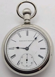 Antique Working 1898 ELGIN Victorian Gents Large Nickel Silver Pocket Watch 18s - Picture 1 of 17