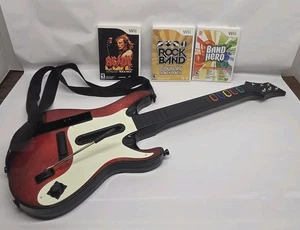 Guitar Hero Guitar Nintendo Wii Cherry Red White with 3 GAMES!!! Tested Working - Picture 1 of 24