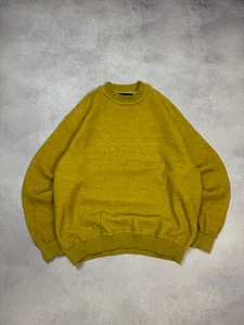 Vintage 90s Valentino Jeans Retro Sweatshirt Wool Layer Yellow Big Logo Size M - Picture 1 of 15