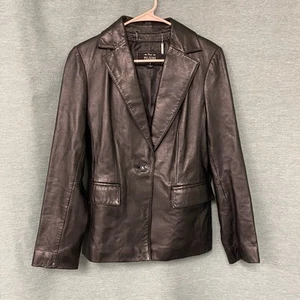 Wilson’s Italian Leather Black Blazer Jacket Pelle Studio Women’s Small Vintage - Picture 1 of 11