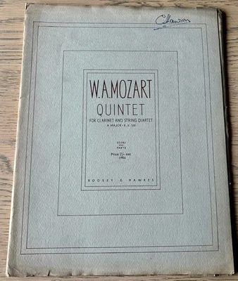MOZART CLARINET QUINTET KV 581 SHEET MUSIC (1952) ALL PARTS ENGLAND - Image 1 of 4