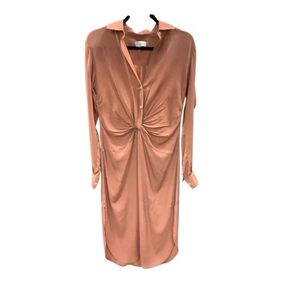 Vestido para mujer Halston rubor moca seda malva MIDI talla 4 pequeño Foto 1 de 3