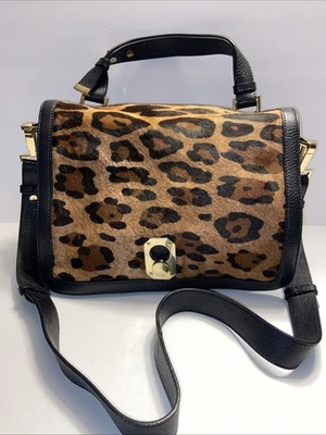 Cartera de cuero negra y leopardo Stuart Weitzman Bolso de mano Bandolera Cartera Foto 1 de 4