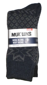 NWT Muk Luks 2 Pack Wool Blend Boot Socks Fits 10-13 - Picture 1 of 3