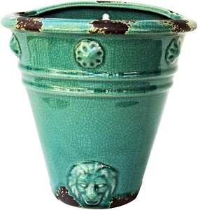Old World Roman Wall Hanging Planter in Cracked Ice Ceramic Finish, 4 Colors - Picture 1 of 31