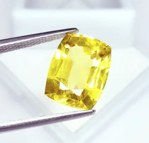 Loose Gemstone Certified Natural Yellow Sapphire 10 Ct Cushion Cut Sapphire gems - Picture 1 of 13