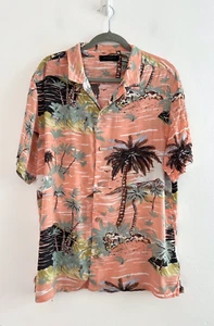 All Saints Hawaiian Luau Shirt Men's Lightweight Peach Short Sleeve Size XL - Picture 1 of 8