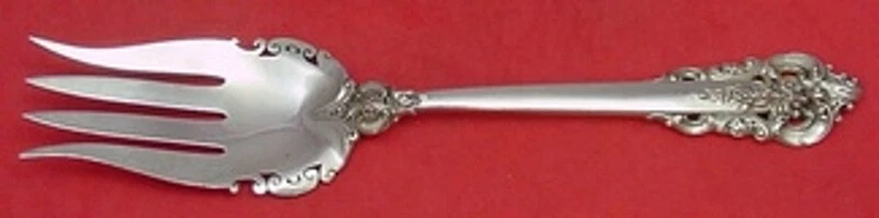 Grande Baroque by Wallace Sterling Silver Salad Serving Fork AS Pierced 9 3/8" Foto 1 de 2