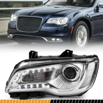 For 2015-2023 Chrysler 300 Projector Chrome Halogen Headlight LED DRL Driver LH Foto 1 de 4