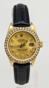 Rolex  Presidential Ladies Oyster Perpetual 18K Gold Diamond Dial Bezel - Picture 1 of 6