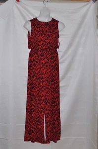 Status by Star Jones Animal Print Elastic Waist Jumpsuit Size XS Red - Picture 1 of 2