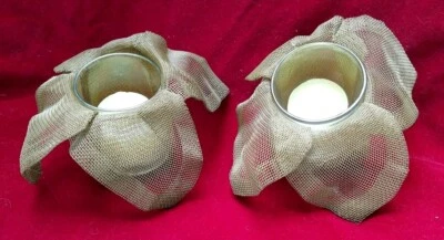 Castiçal votivo pétala flor fio tecido latão - Imagem 1 de 2