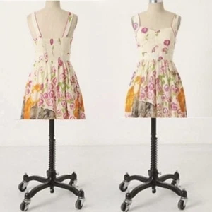 Anthropologie Floreat Mini Dress Teen Juniors Size 0 Cats Morning Stroll ALTERED - Picture 1 of 11