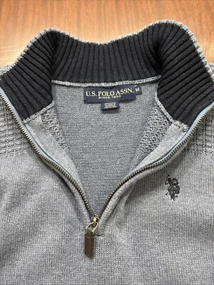 Polo Mens M Blue-Grey Waffle Knit Sweater Flecked Preppy Classiccore Heritage - Image 1 of 4