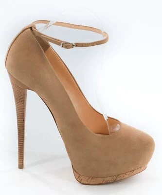 GIUSEPPE ZANOTTI NWOB $695 Tan Beige 6" Suede Ankle Strap Pumps Size 40 / 9.5 - Image 1 of 4