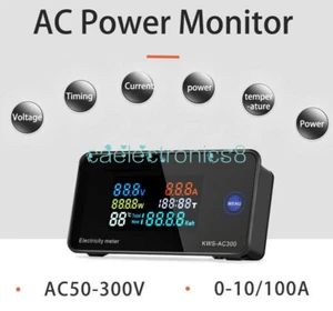 NEW AC 50-300V Display Digital Power Energy Temp Meter Ammeter Voltmeter 0-10A - Bild 1 von 6
