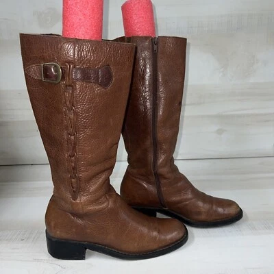Nicole Womens 7.5M Brown Leather Tall Riding Campus Braided Boots 6436398 Brazil - Image 1 of 4